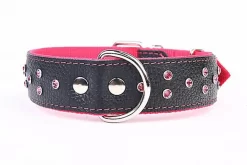 Yogipet - Collier Cuir Large Crystal Pour Chien - Rose