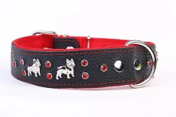 Yogipet - Collier Cuir French Bulldog Pour Chien - Rouge