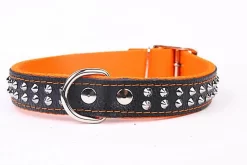 Yogipet - Collier Cuir Nylon Studs Pour Chien - Orange