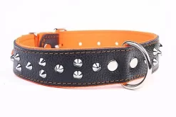 Yogipet - Collier Large Cuir Clouté Pour Chien - Orange