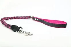 Yogipet - Laisse En Cuir Tressé 120cm Pour Chien - Noir/Rose