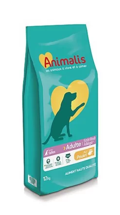 Animalis - Croquettes Adutle Stérilisé Allégé Au Poulet Pour Chien - 12kg