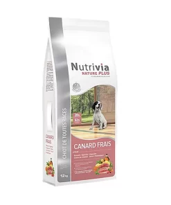Nutrivia Nature Plus - Croquettes Naturelles Au Canard Frais Pour Chiot De Toutes Races - 12Kg