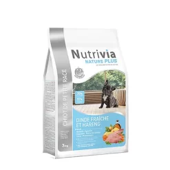 Nutrivia Nature Plus - Croquettes Naturelles à La Dinde Et Au Hareng Frais Pour Chiot De Petite Race - 3Kg