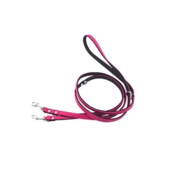 Comme Un Roi - Laisse Cuir Ajustable So Trendy Rose / Noir Pour Chien - 200cm