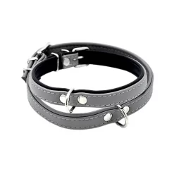 Comme Un Roi - Collier Cuir So Nature Gris / Noir Pour Chien - L