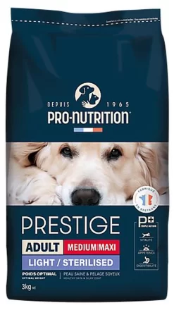 Pro-nutrition - Croquettes Prestige Medium Maxi Adult Light/ Sterilised Pour Chiens - 3Kg